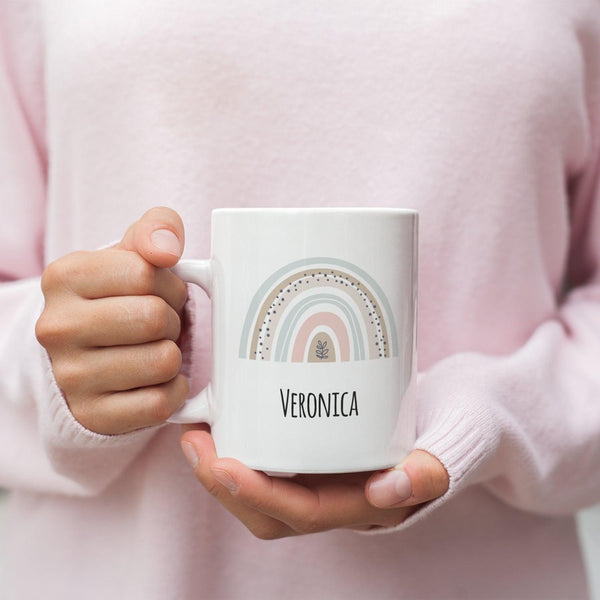 Personailsed Modern watercolor rainbow Custom Name Coffee Mug - Gift Lift