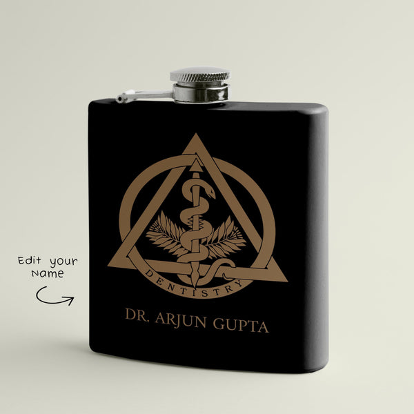 Personalised Dentist Logo Name Art Hip Flask | Personalised Gift - Gift Lift