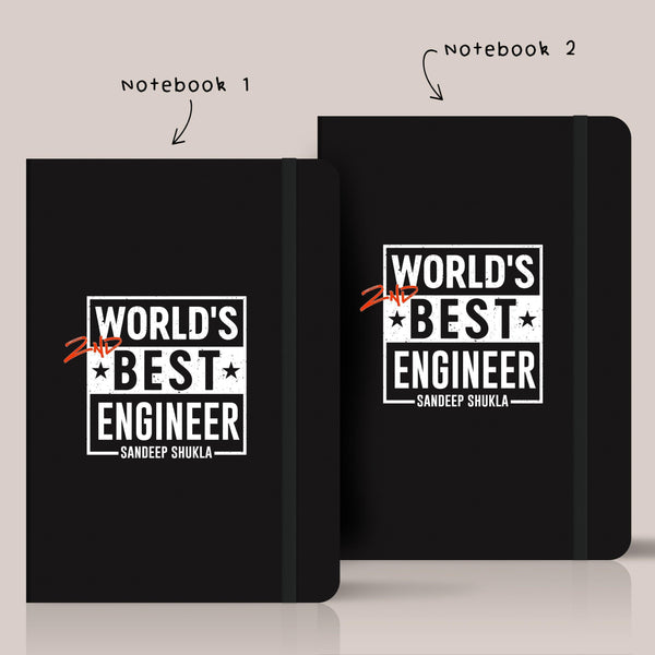 Personalised Gift Prank - Set of 2 Notebooks - World's 2nd Best Engineer - Gift Lift