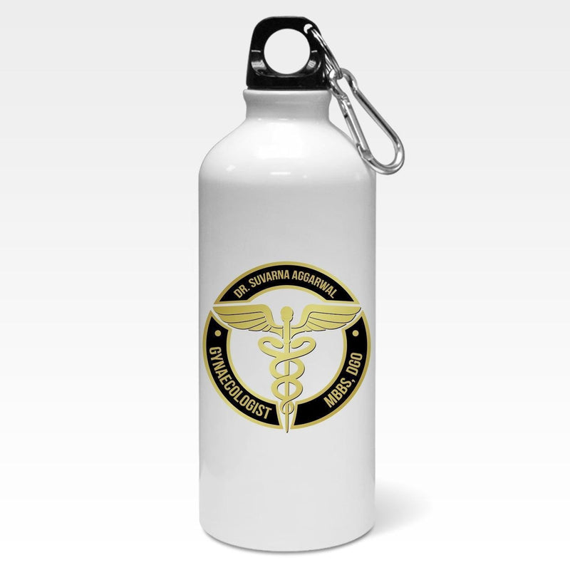 Personalised Golden Medical Logo With Name & Specialisation Sipper Bottle | Customised Gift for Doctors - Gift Lift