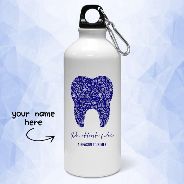 Personalised Name & Slogan Dental Blue Art Sipper Bottle | Personalised Gift - Gift Lift