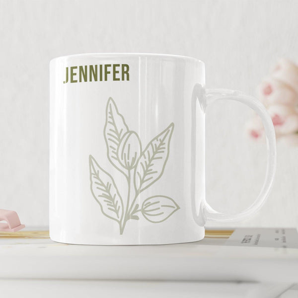 Personalised Name Leaves Art Coffee Mug - Gift Lift