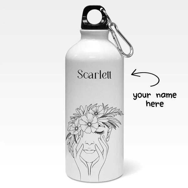 Personalised Woman Flowers Art Name Sipper Bottle - Gift Lift