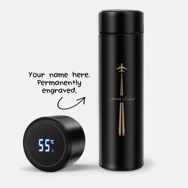 Personalized Aviation Runway Art Name Temperature Bottle (Hot & Cold Vacuum Flask) - Gift Lift