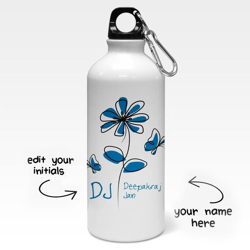 Personalized Blue Flower Art Bottle - Gift Lift