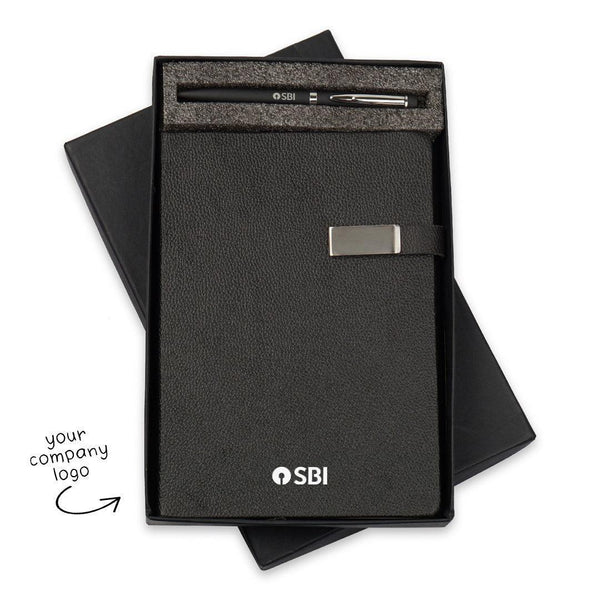 Personalized Company Logo - Black color Diary & Pen Joining Kit - Gift Lift