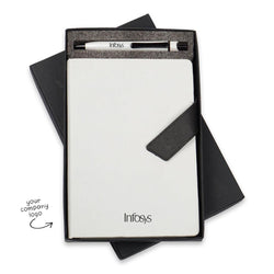 Personalized Company Logo - White color Diary & Pen Joining Kit - Gift Lift