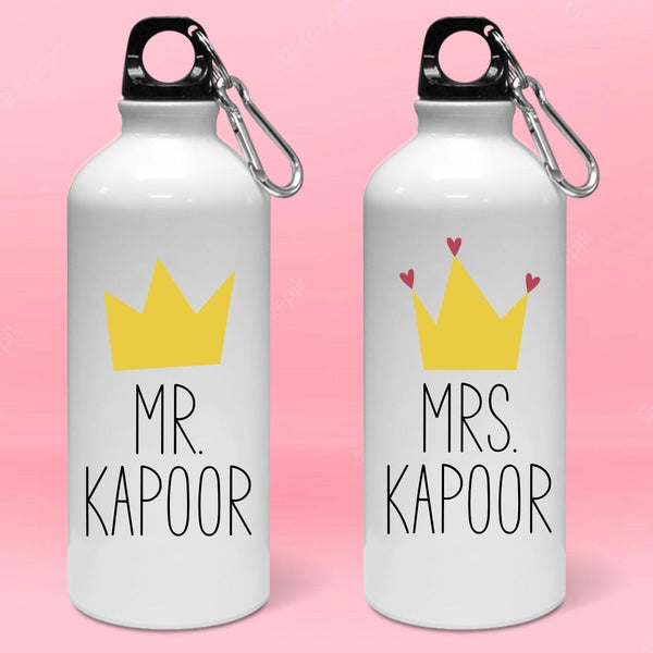 Personalized Crown Mr & Mrs Couple Water Bottle - Set of 2 Bottle - Gift Lift