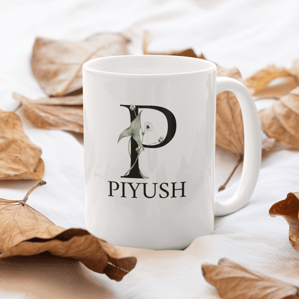 Personalized Floral Initial Art Coffee Mug - Gift Lift