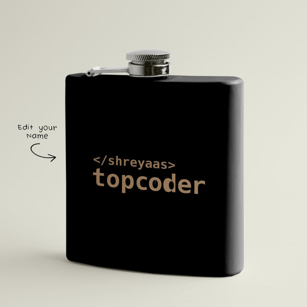 Personalized Hip Flask for Programmers- Top coder - Gift Lift