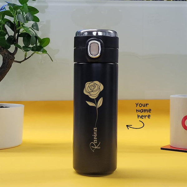 Personalized Premium Vaccum Flask Abstract Rose Art Name - Printed (Hot & Cold Vacuum Flask) - Gift Lift