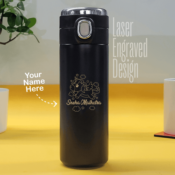 Personalized Premium Vacuum Flask Abstract Unicorn In Clouds - Engraved (Hot & Cold Vacuum Flask) - Gift Lift