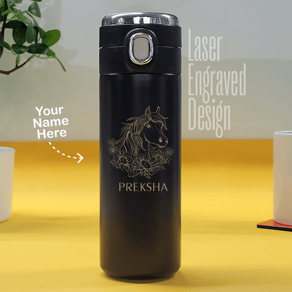 Personalized Premium Vacuum Flask Abstract Unicorn in Flowers - Engraved (Hot & Cold Vacuum Flask) - Gift Lift