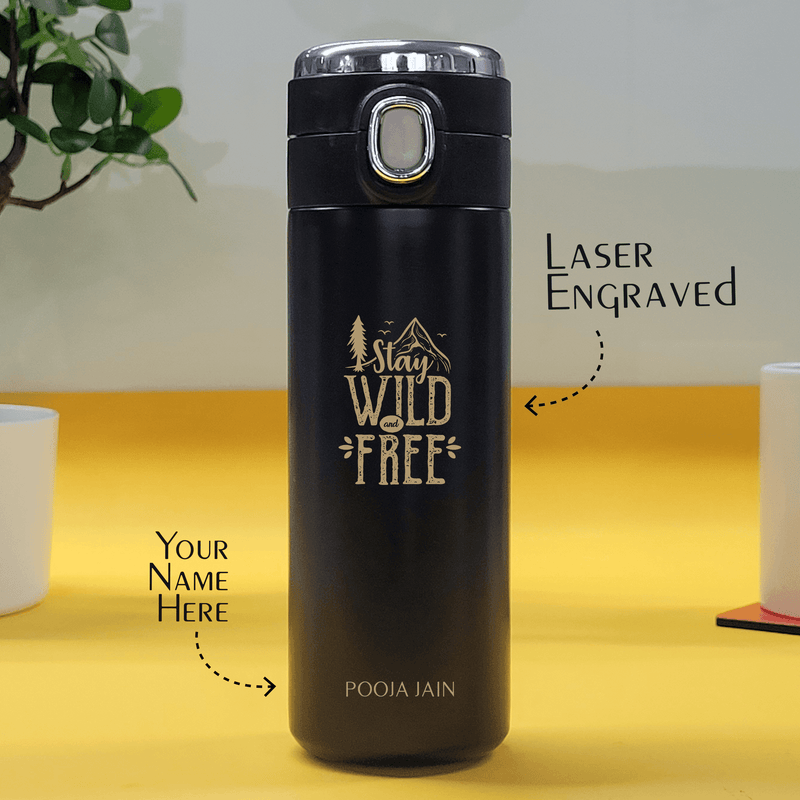 Personalized Premium Vacuum Flask Stay Wild & Travel - Engraved (Hot & Cold Vacuum Flask) - Gift Lift