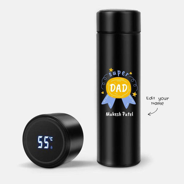 Personalized Super Dad Art Temperature Bottle (Hot & Cold Vacuum Flask) - Gift Lift