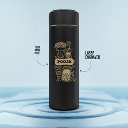 Personalized Temperature Bottle Boba Tea Doodle - Engraved (Hot & Cold Vacuum Flask) - Gift Lift