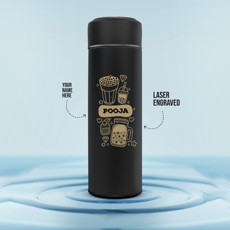Personalized Temperature Bottle Boba Tea Doodle - Engraved (Hot & Cold Vacuum Flask) - Gift Lift