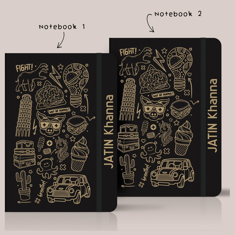Personalized Yellow Scribbled Art Notebook - Set of 2 - Gift Lift