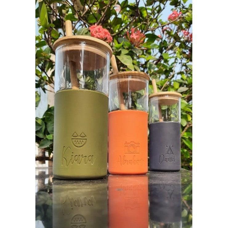 Smoothie Glass Tumblers with Straw | Personalized Borosilicate Glass & Silicone - Gift Lift