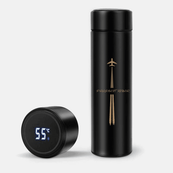 Unique Personalised  Aviation Runway Art Name Temperature Bottle (Hot & Cold Temperature Flask) - Gift Lift
