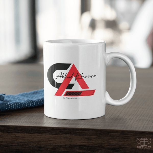 Uniquely Personalized CA In Progress Name Art Coffee Mug - www.giftlift.in