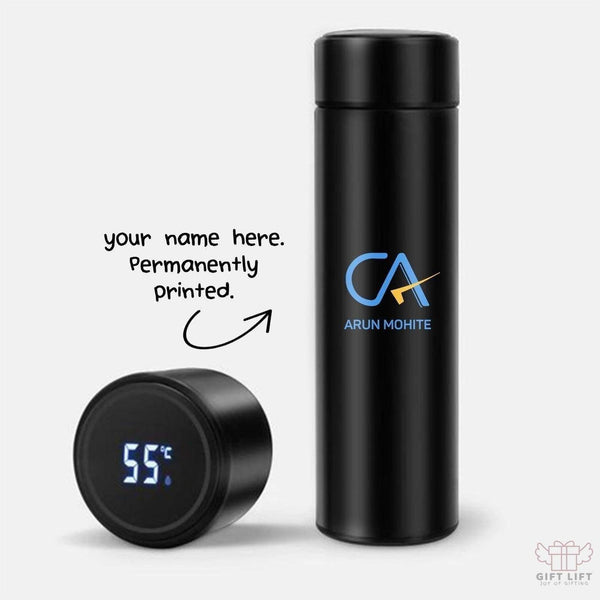 Uniquely Personalized CA Name Temperature Bottle - Printed (Hot & Cold Vacuum Flask) - www.giftlift.in