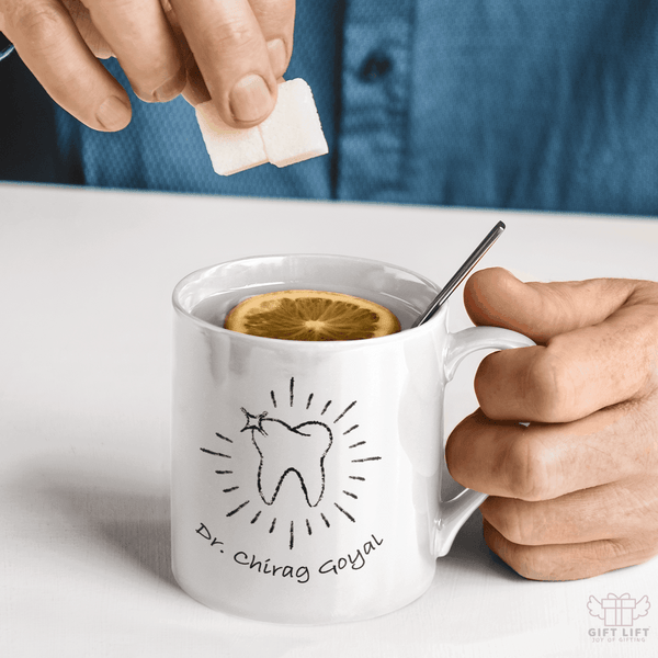 Uniquely Personalized Dentist Chalk Art Coffee Mug - www.giftlift.in
