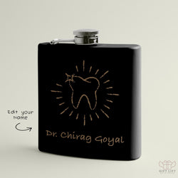 Uniquely Personalized Dentist Chalk Art Hip Flask - www.giftlift.in