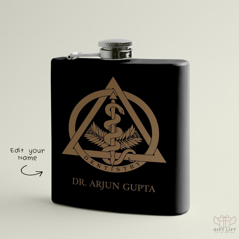 Uniquely Personalized Dentist Logo Name Art Hip Flask - www.giftlift.in