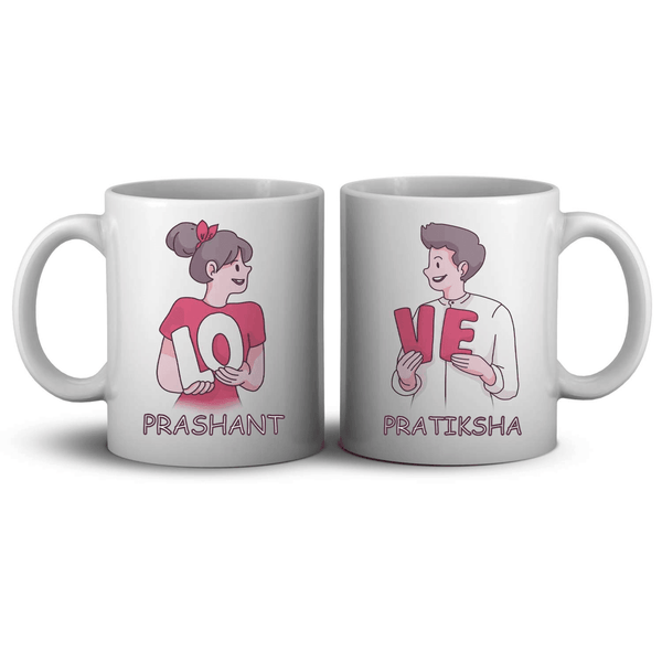 Uniquely Personalized  Love Couple Romantic Coffee Mug - Set of 2 - Gift Lift