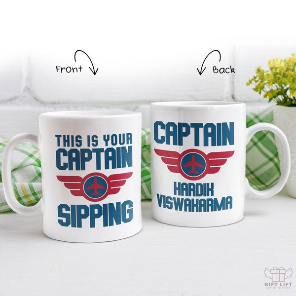 Uniquely Personalized Top Gun Captain Art Coffee Mug - www.giftlift.in